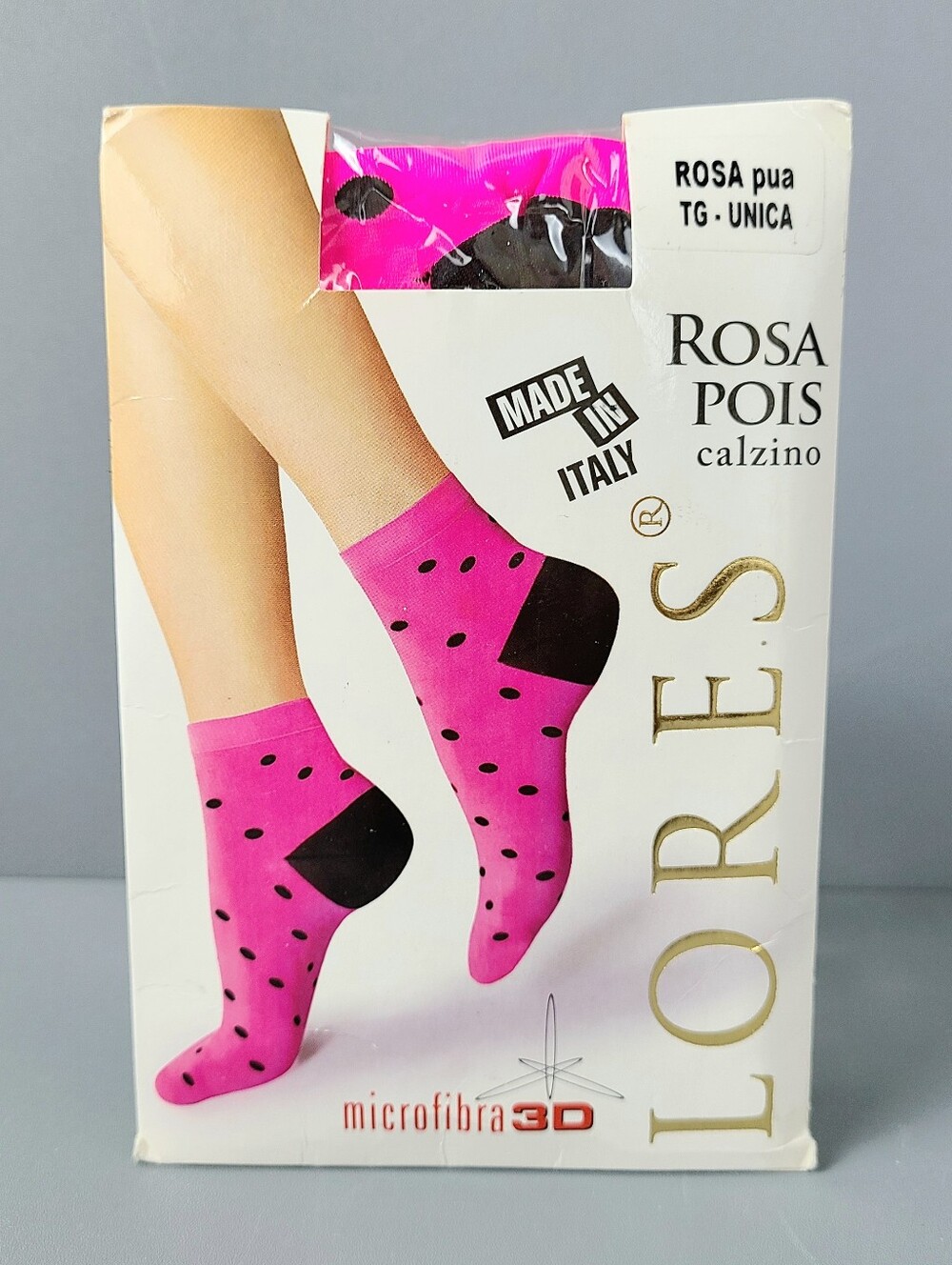 Made in Italy Rosa Pois Lores Polka Dot Microfiber Socks